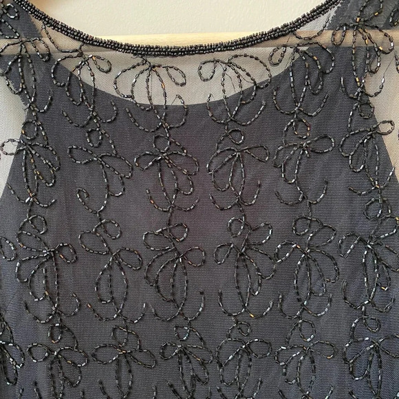 Vintage Brilliante By JA Womens MP Petite Sleeveless Beaded Cocktail Black Dress - Picture 12 of 16